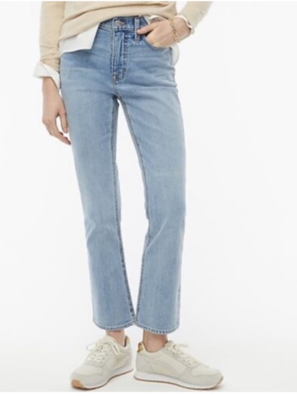 J CREW Mid-Rise Flare Crop Raw Hem Denim Jeans Size 29